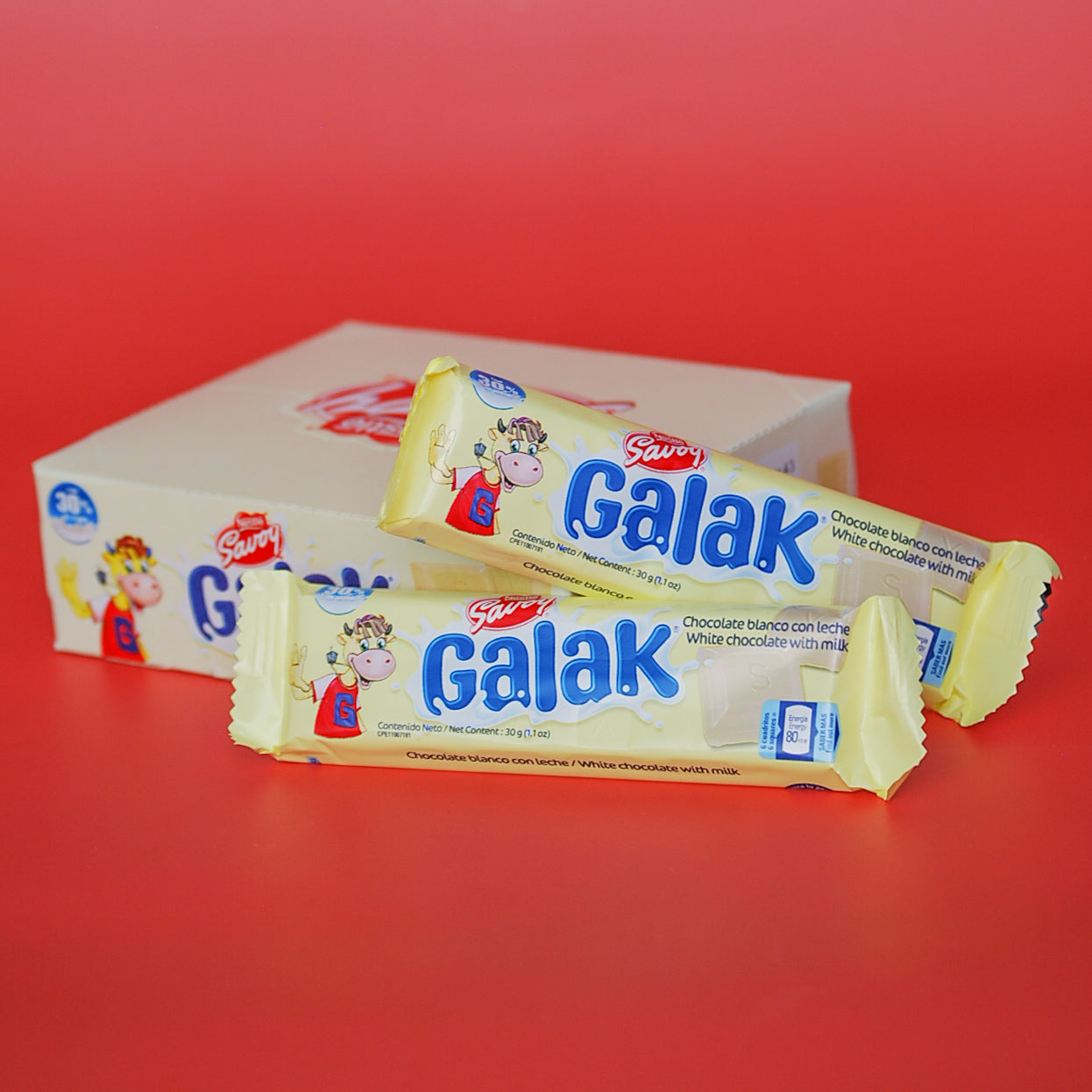 GALAK Chocolate Blanco con Leche / White Chocolate with Milk, 12 und x 30  gr c/u / 12 bars x 1.06 Oz each